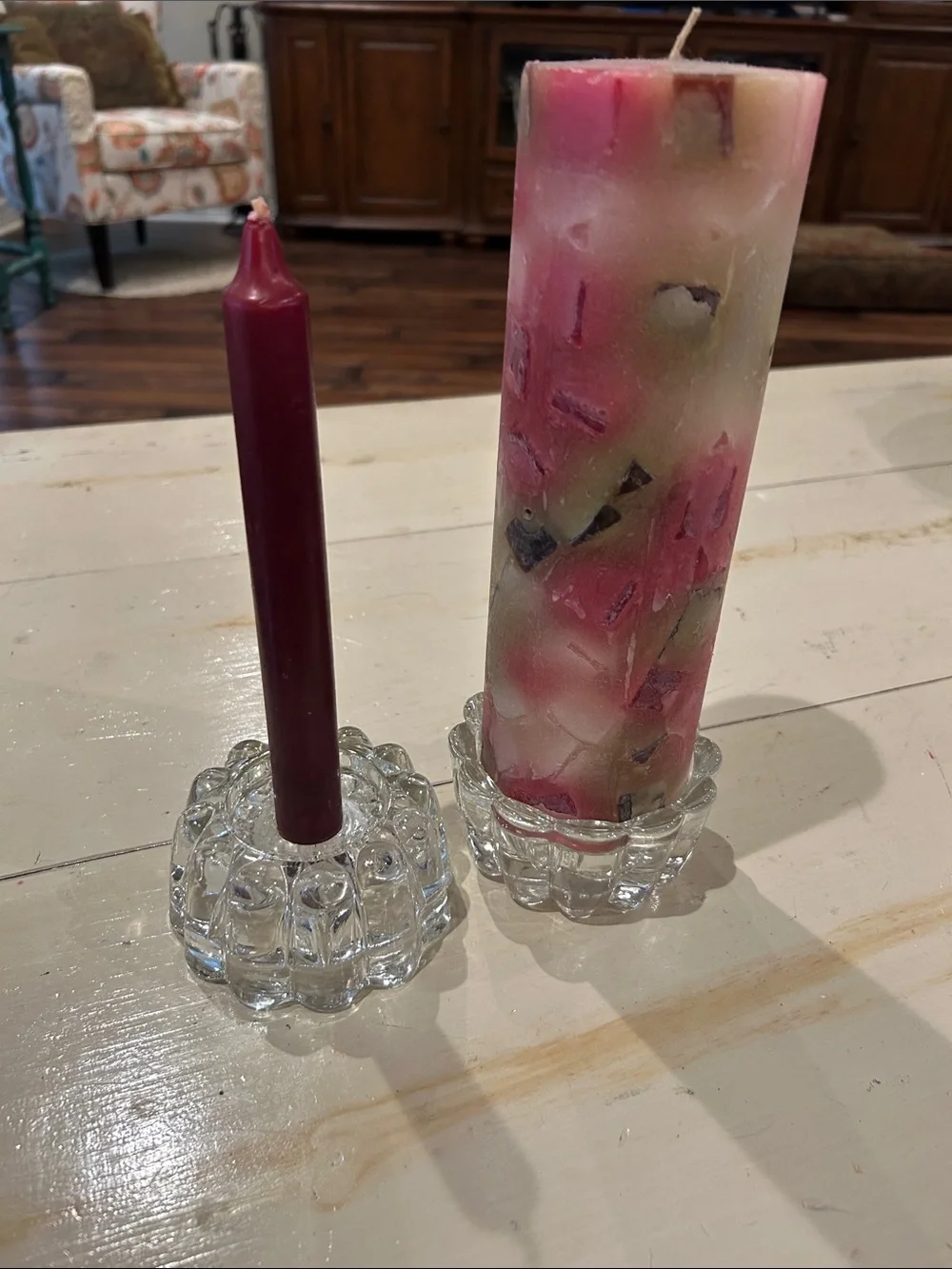 Vintage Crystal Scalloped Candle Holders - Set of 2